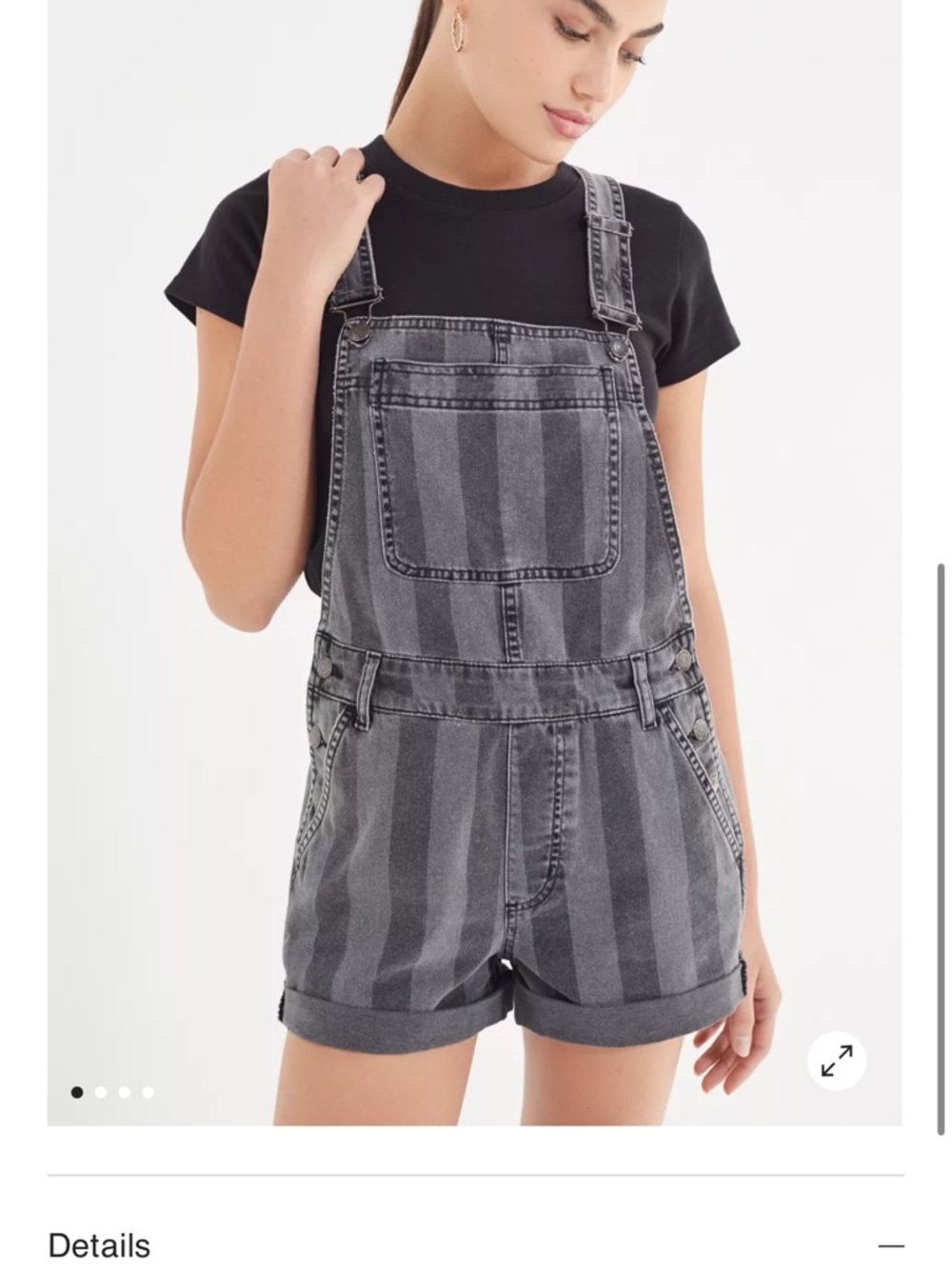 Urban Outfitters BDG Striped Denim Short Overalls Sz M Vintage Wash Shortalls - Picture 14 of 14